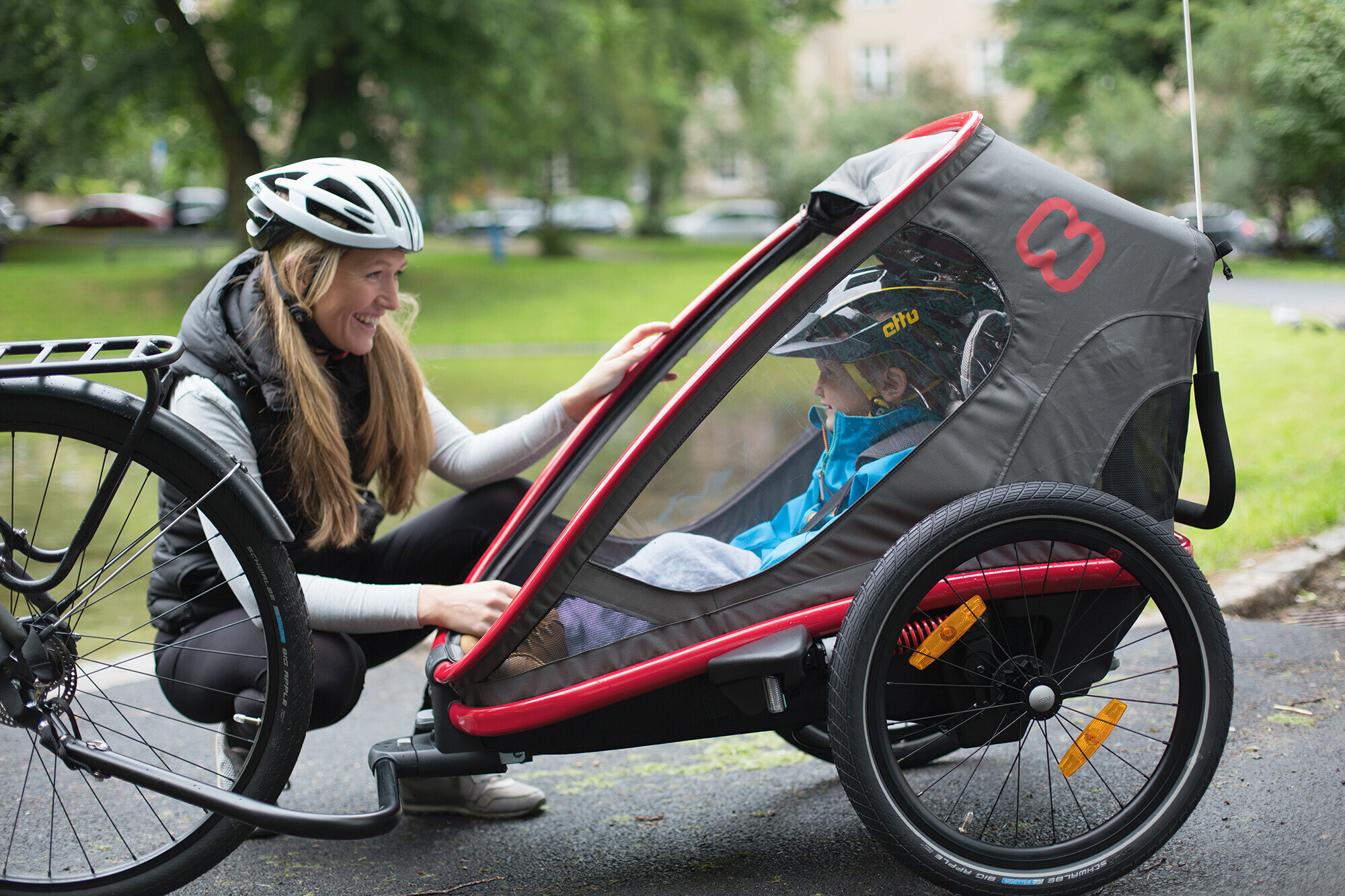 Bicicletta Bambino Rimorchio trasporto Donna