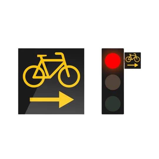 Rechtsabbiegen für Radfahrerinnen und Radfahrer gestattet